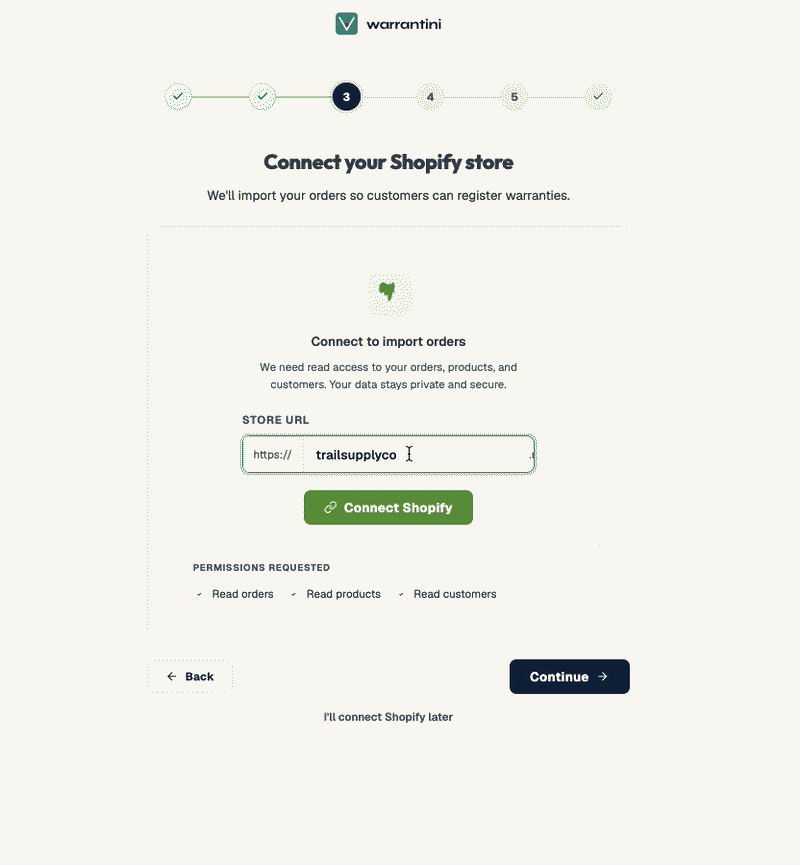 Connect to Shopify
